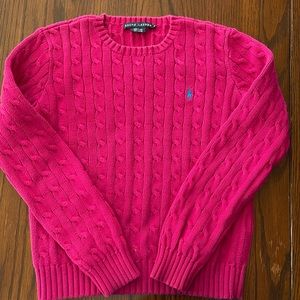 Ralph Lauren hot pink cable knit sweater. Size medium good condition
